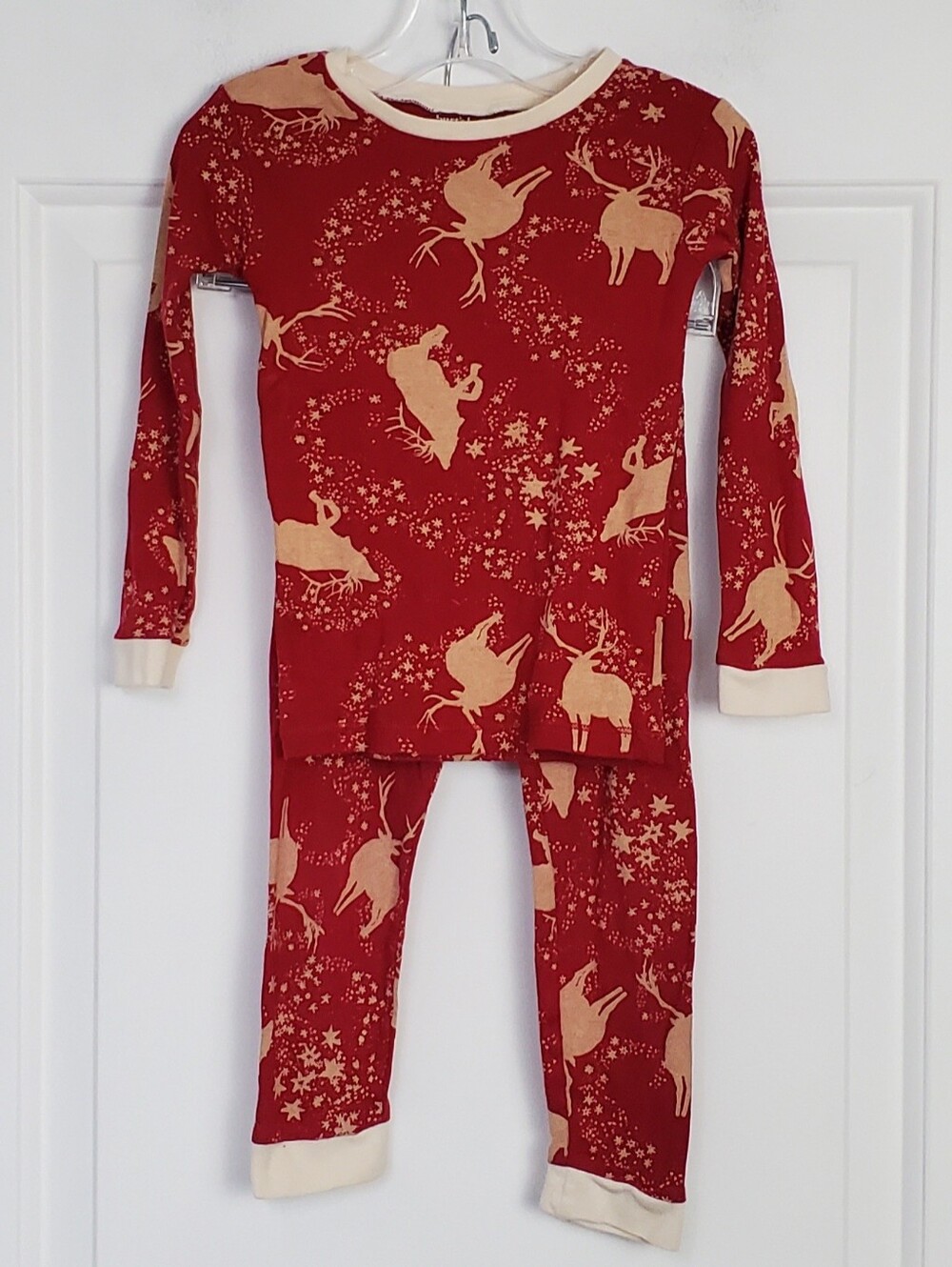 Burts Bees Kids Christmas Holiday Reindeer Pajamas 2-Piece - Size 3T - GUC